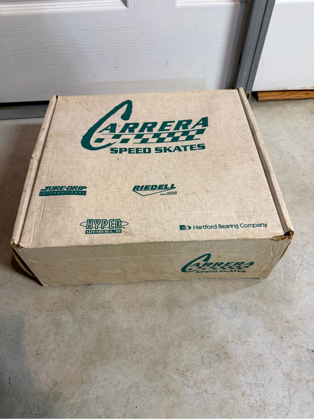 Carrera Beige Cardboard Box with Teal Logo